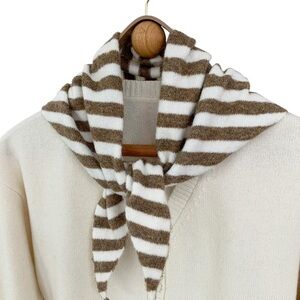 wool blended Striped Brown and White Scarf